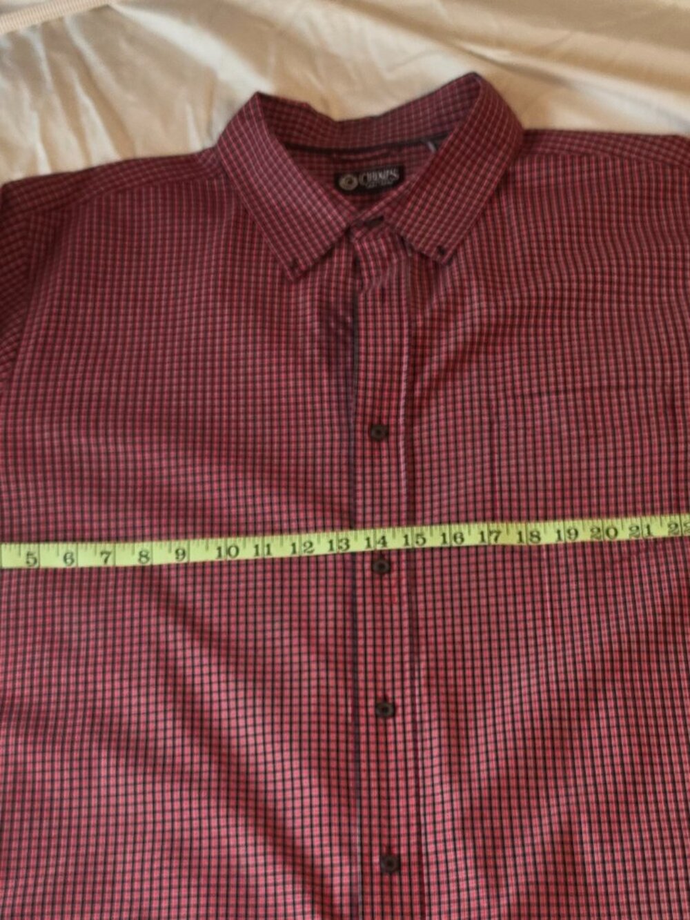 Men's Long Sleeve Chaps Brand Shirt - Red and Black Plaid  XXL